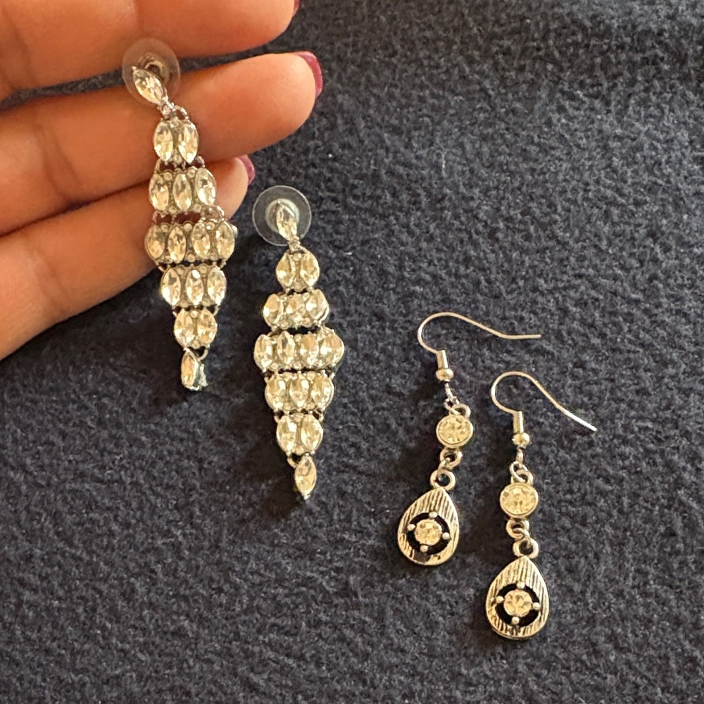 Vintage-Inspired Crystal Drop - Silver Tone